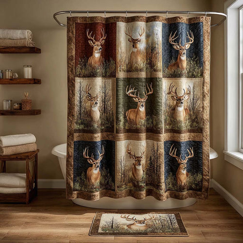 Rustic Stag Patchwork Shower Curtain NCU0DQQ0413
