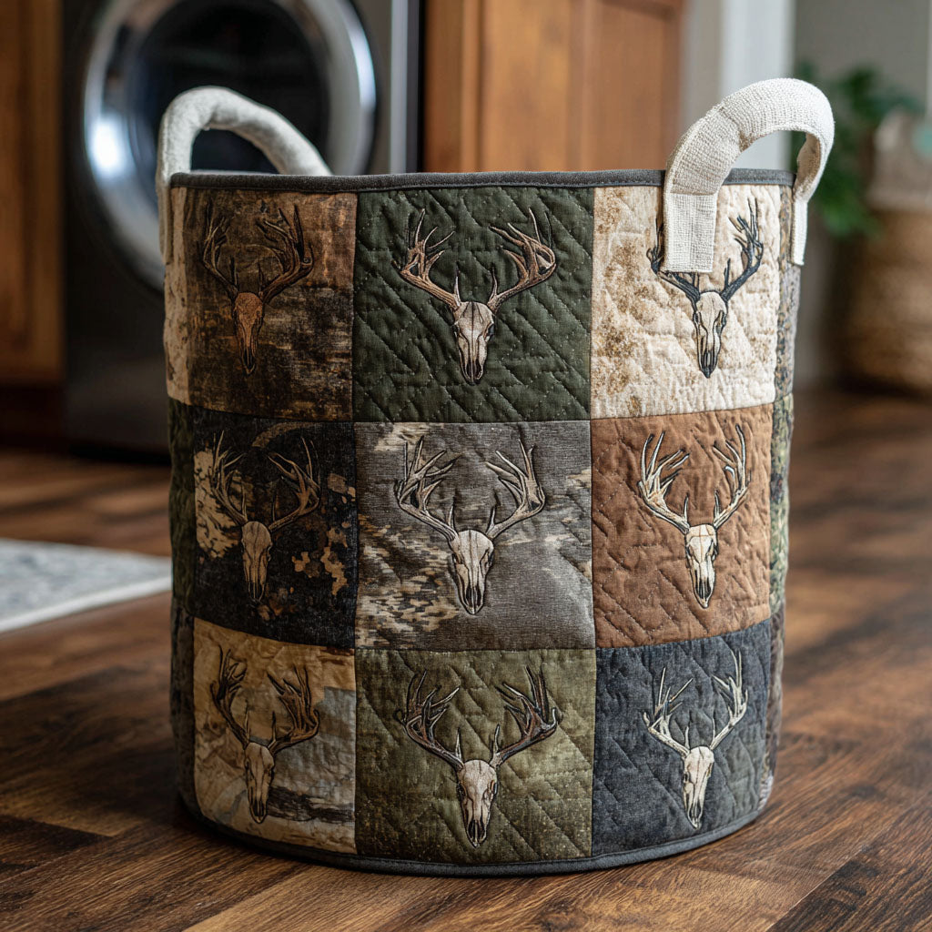 Rustic Stag Quilted Laundry Basket NCU0NNT2805