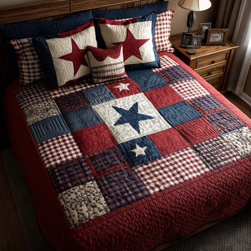 Rustic Star Blocks 3-Piece Quilted Bedding Set NCU0DQQ0286