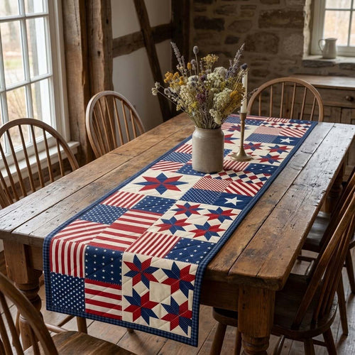 Rustic Star Quilted Table Runner NCU0DQQ0647