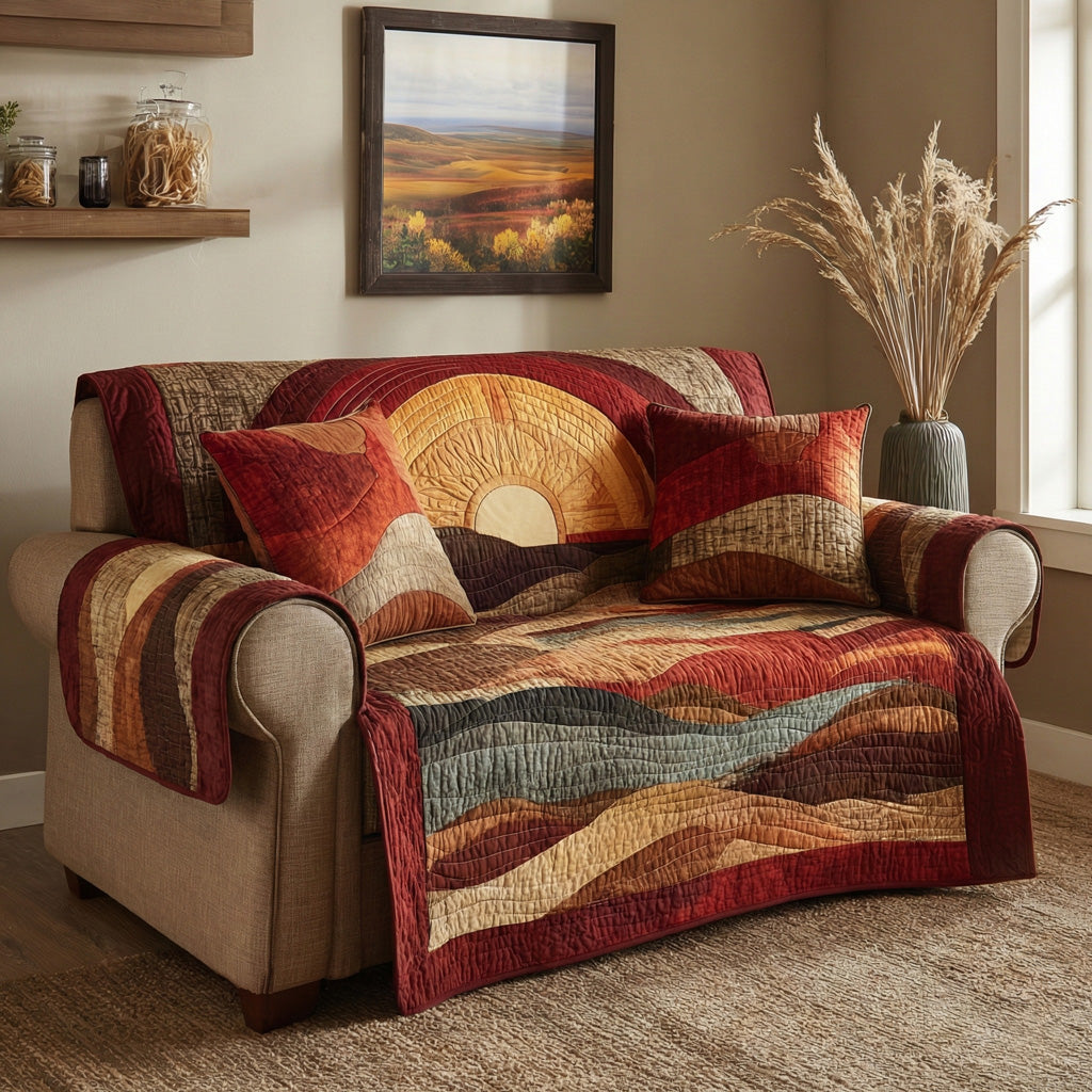 Rustic Sundown Quilted Sofa Cover NCU0LDH602