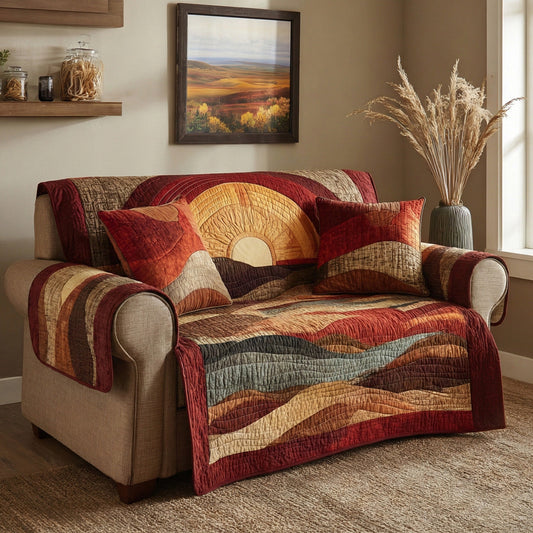Rustic Sundown Quilted Sofa Cover NCU0LDH602