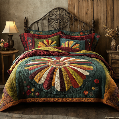Rustic Sunflower Charm 3-Piece Quilted Bedding Set NCU0PVL012