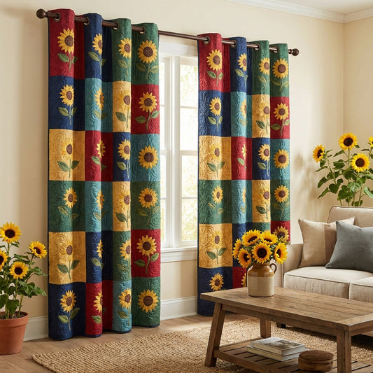 Rustic Sunflower Quilted Curtains NCU0NTV956