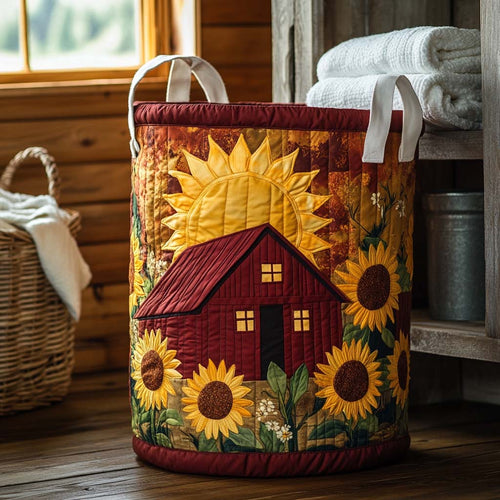 Rustic Sunflower Quilted Laundry Basket NCU0NXD116