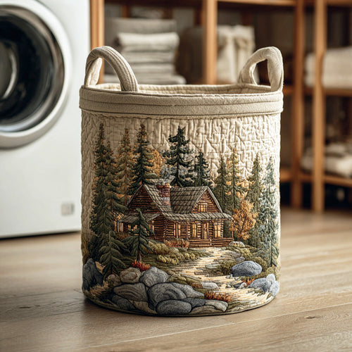 Rustic Timber Quilted Laundry Basket NCU0NTD1111