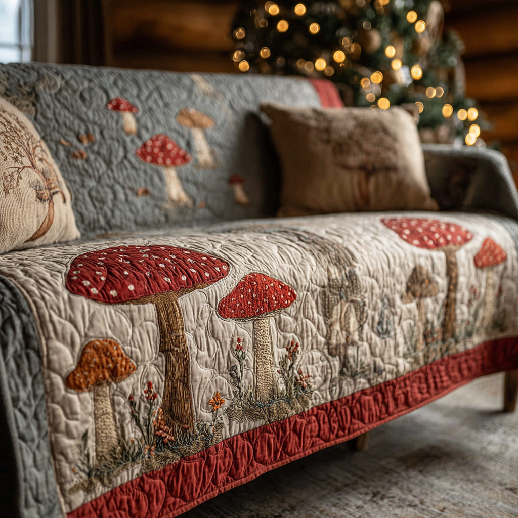 Rustic Toadstool Forest Quilted Sofa Cover NCU0DV1448