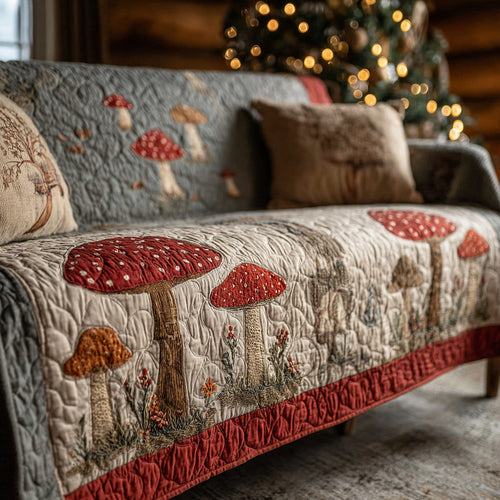 Rustic Toadstool Forest Quilted Sofa Cover NCU0DV1448