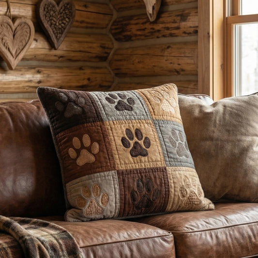 Rustic Trail Pawprints Quilted Pillow Case NCU0PTT3030