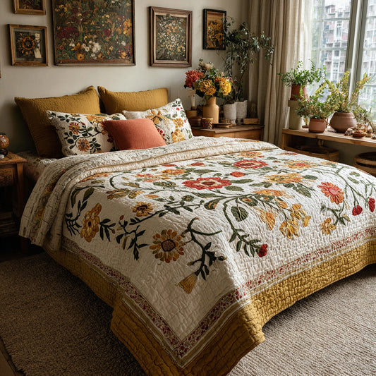 Rustic Wildflower Quilted Blanket NCU0LDH683