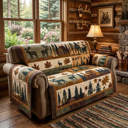 Rustic Wildlife Quilted Sofa Cover NCU0DQQ0739