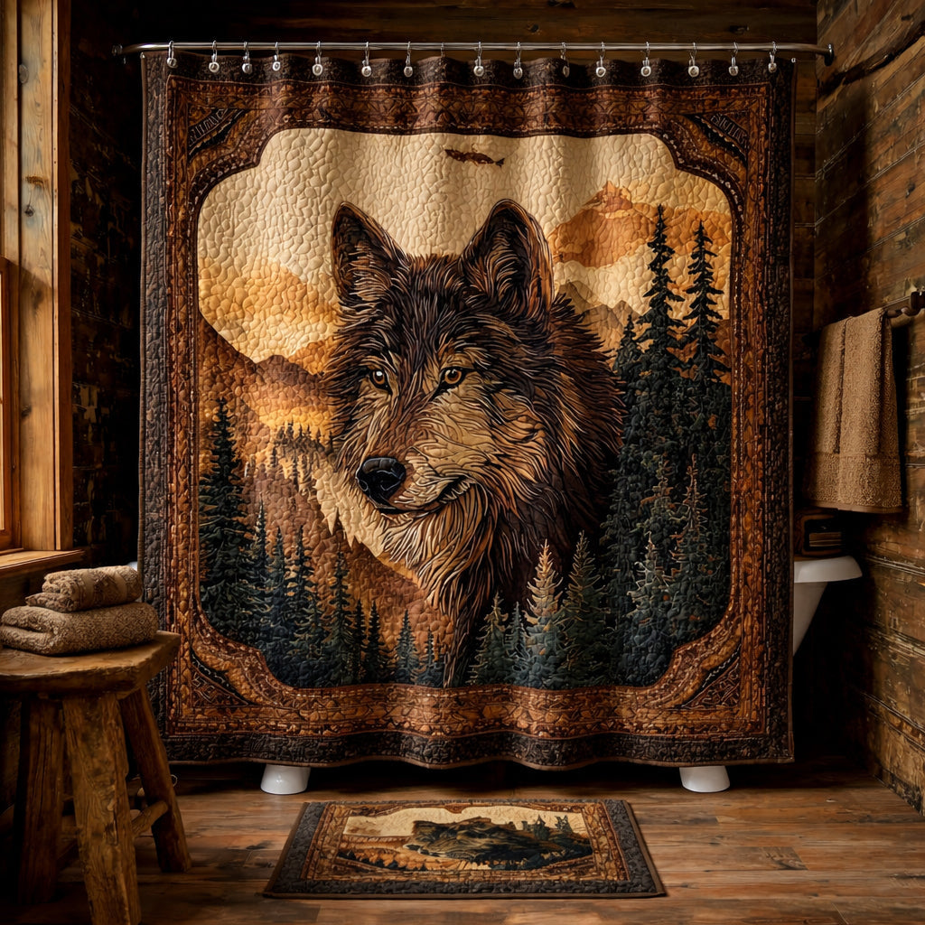 Rustic Wolf Guardian Shower Curtain NCU0DQQ0419