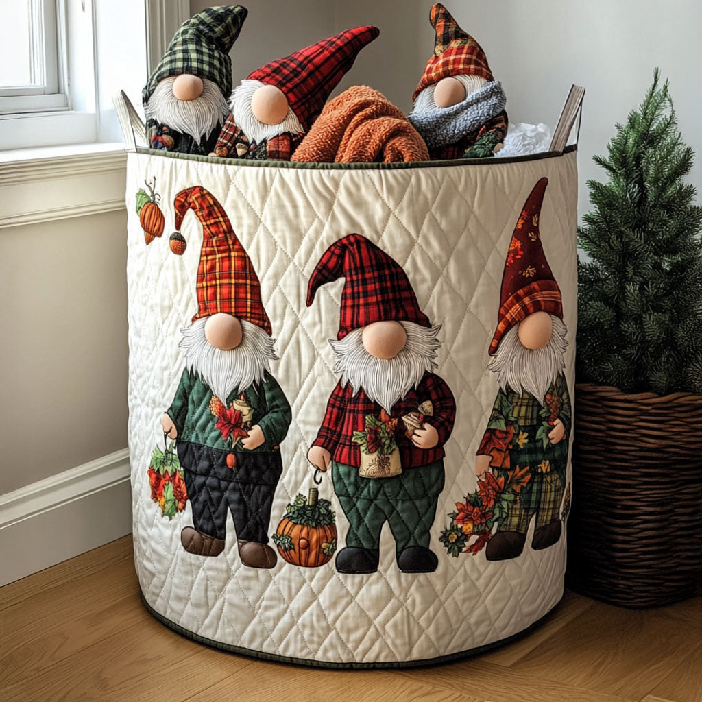 Rustle the Gnome Quilted Laundry Basket NCU0PTT1052