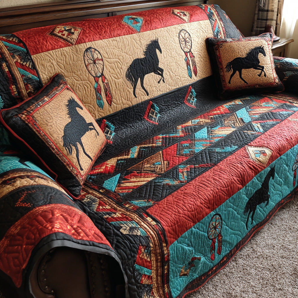 Rusty Dune Mustang Quilted Sofa Cover NCU0NTD1240