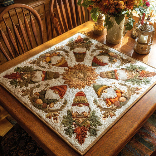 Rusty the Fall Gnome Quilted Table Topper NCU0PTT1070