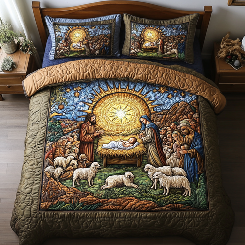 Sacred Birth Scene Quilted Bedding Set NCU0DV006