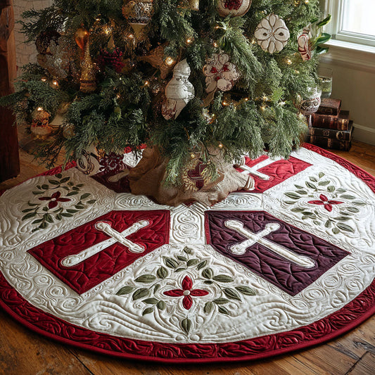 Sacred Cross Christmas Quilted Tree Skirt NCU0PTT2215