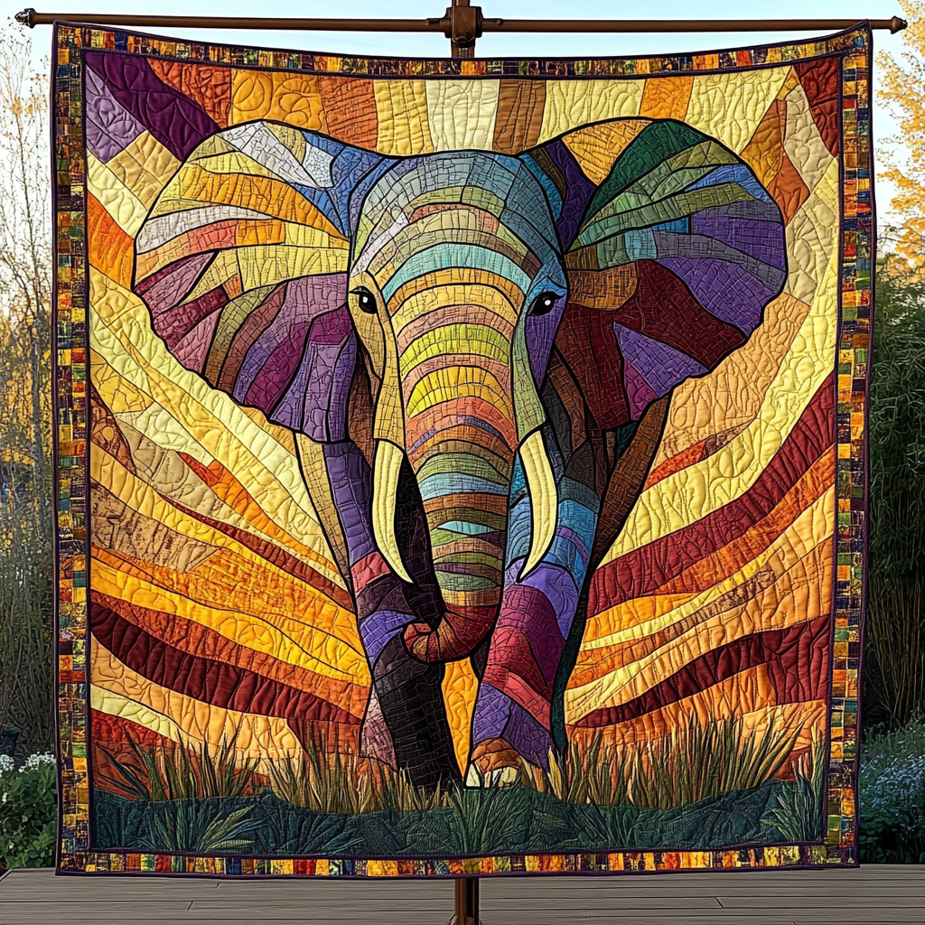 Sacred Elephant Path Quilted Blanket NCU0DK2010