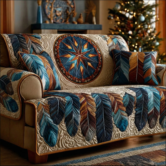 Sacred Feathers Quilted Sofa Cover NCU0LDH294