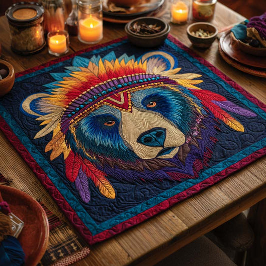 Sacred Forest Bear Quilted Table Topper NCU0NXD112