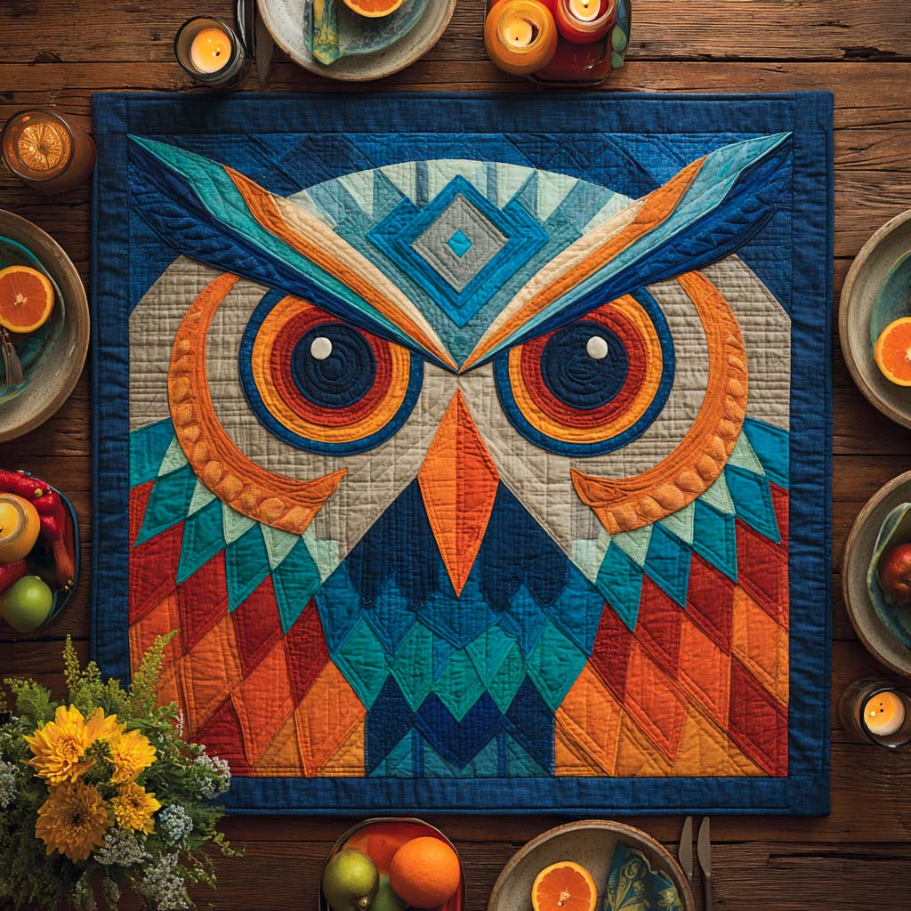 Sacred Guardian Owl Quilted Table Topper NCU0NXD107