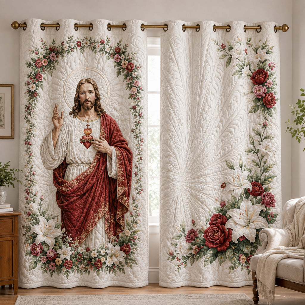 Sacred Heart Radiance Quilted Curtains NCU0HNH1232
