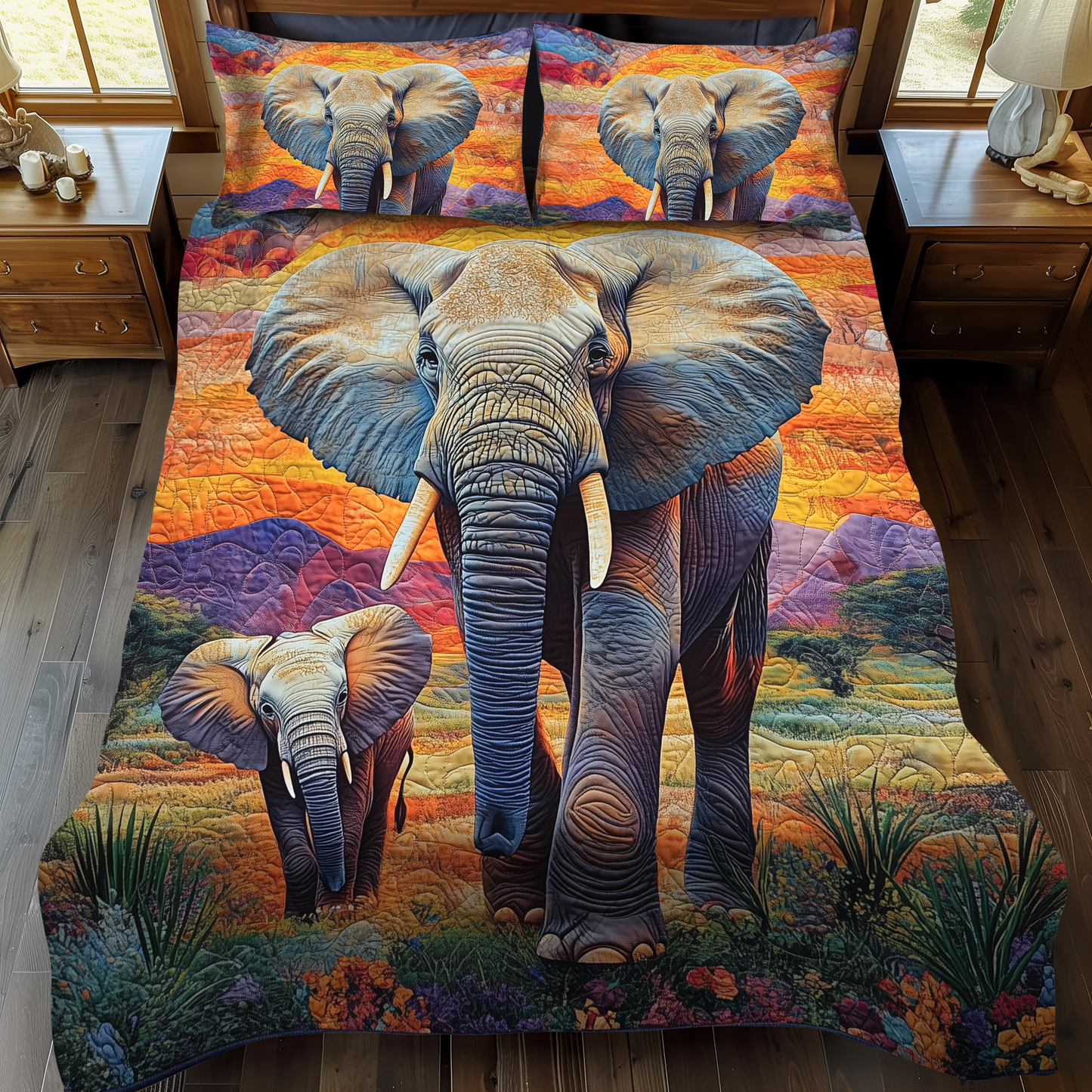 Sacred Herd Quilted 3-Piece Quilted Bedding Set NCU0DK926
