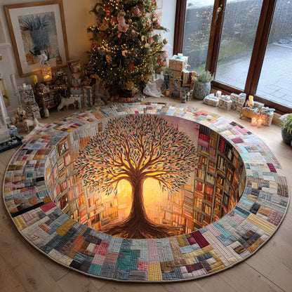 Sacred Library Quilted Round Mat NCU0DV1312