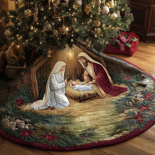 Sacred Nativity Scene Christmas Quilted Tree Skirt NCU0HTT027