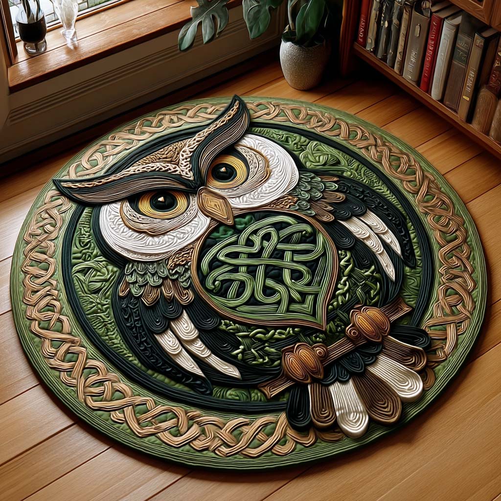 Sacred Owl Quilted Round Mat NCU0NXD493