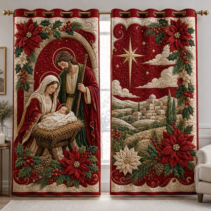 Sacred Poinsettia Radiant Quilted Curtains NCU0HNH1216