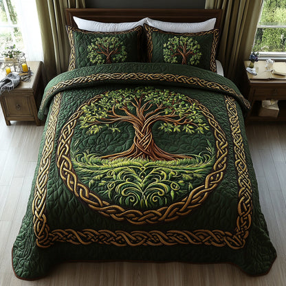 Sacred Tree 3-Piece Quilted Bedding Set NCU0DV1590