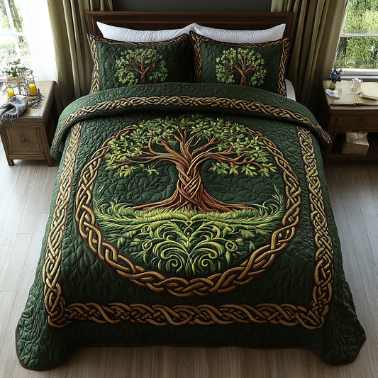 Sacred Tree 3-Piece Quilted Bedding Set NCU0DV1590