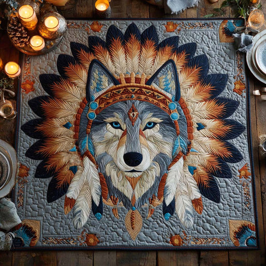 Sacred Wolf Feather Quilted Table Topper NCU0NXD108