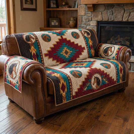 Saddle Spirit Quilted Sofa Cover NCU0NXD1599