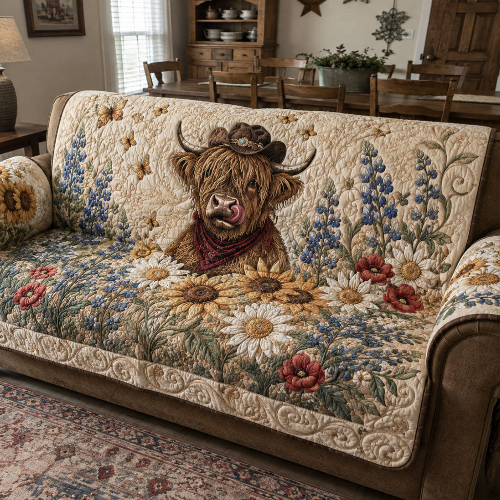 Saddle Up Sunshine Quilted Sofa Cover NCU0PTT3421