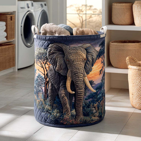 Safari Elephant Quilted Laundry Basket NCU0NXD407
