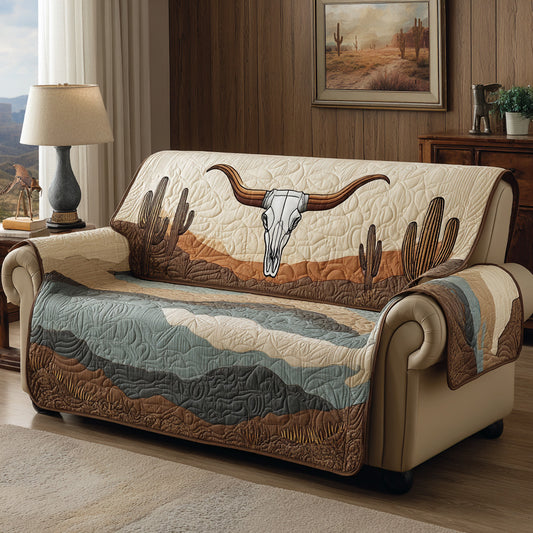 Sage Desert Longhorn Quilted Sofa Cover NCU0LDH882