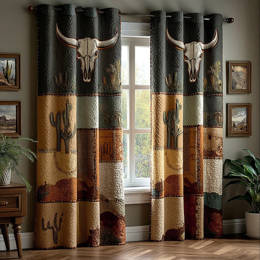Sagebrush Longhorn Desert Quilted Curtains NCU0LDH304