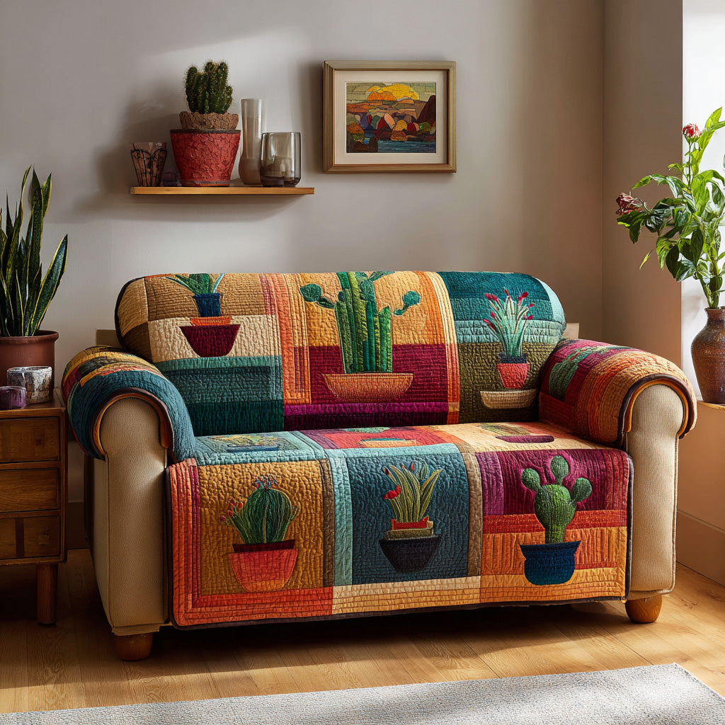 Saguaro Patchwork Quilted Sofa Cover NCU0LDH654
