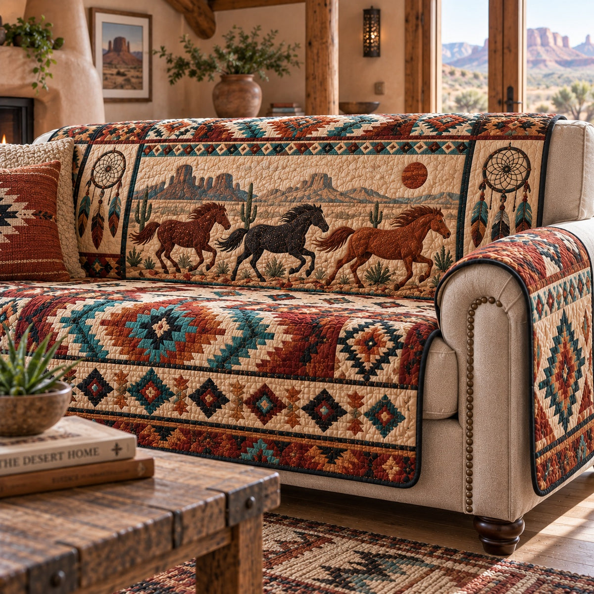 Saguaro Sun Heritage Quilted Sofa Cover NCU0PVL1105