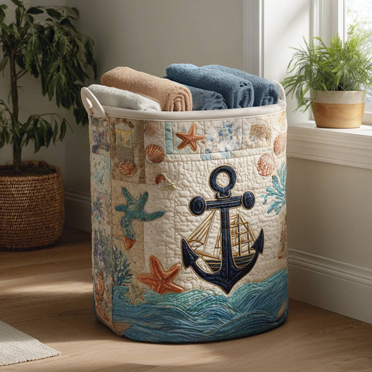 Sailors Compass Quilted Laundry Basket NCU0PTT862
