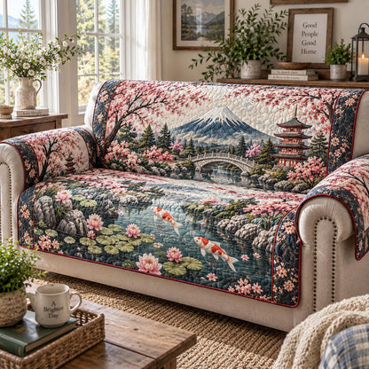 Sakura Bridge Garden Quilted Sofa Cover NCU0DV2453