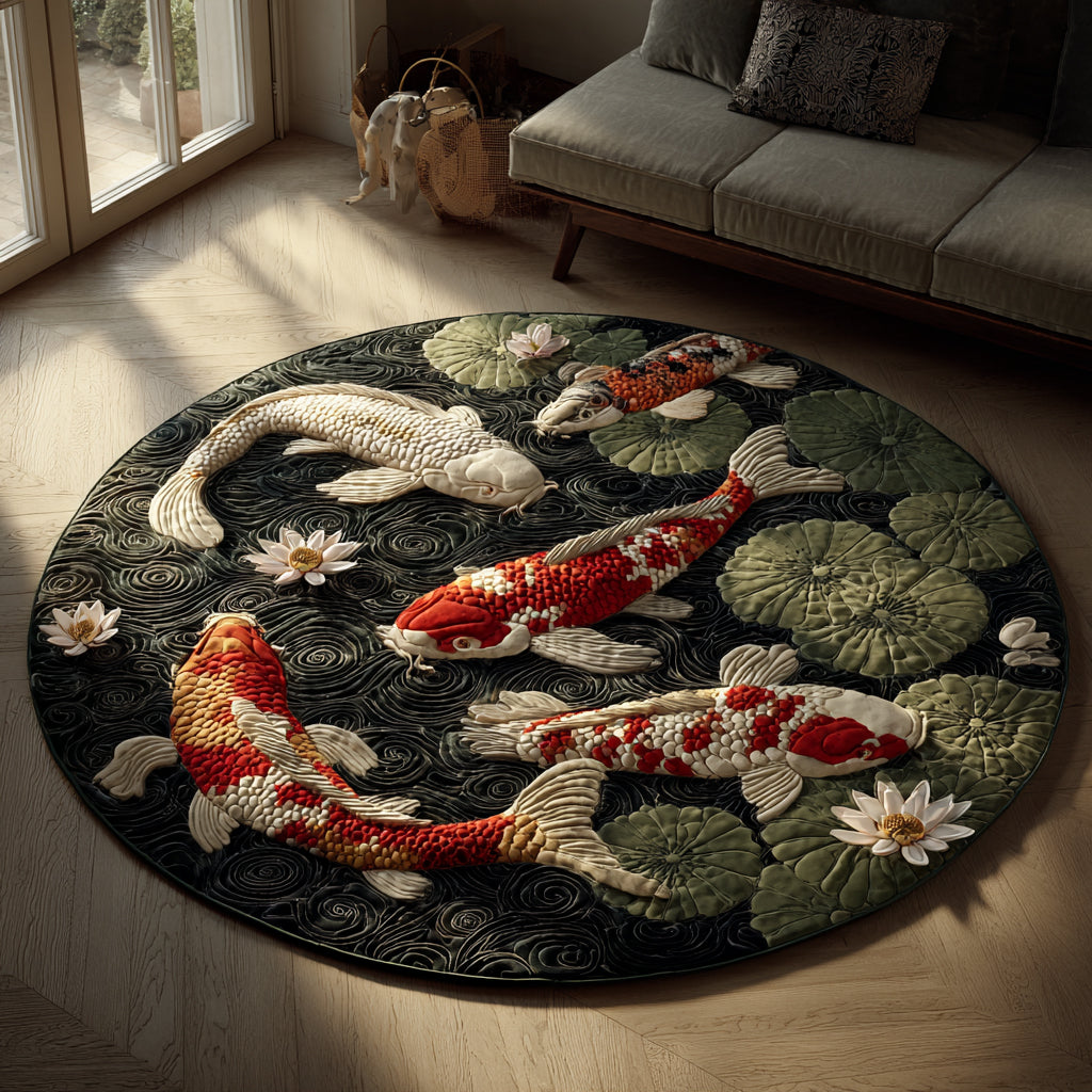 Sakura Koi Stream Quilted Round Mat NCU0DV1237