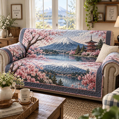 Sakura Mountain Lake Quilted Sofa Cover NCU0DV2445