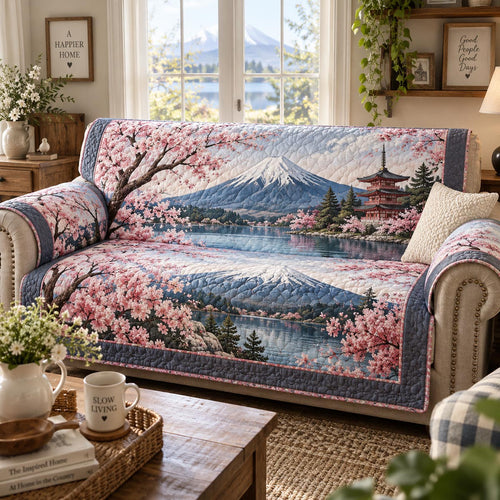 Sakura Mountain Lake Quilted Sofa Cover NCU0DV2445