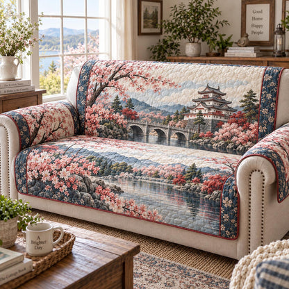 Sakura Temple Lake Quilted Sofa Cover NCU0DV2452