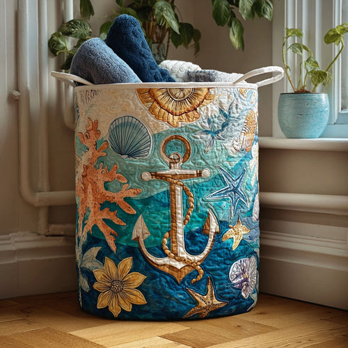 Salty Air Quilted Laundry Basket NCU0PTT1013