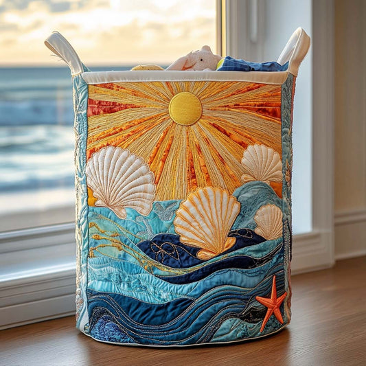 Salty Shell Sunset Quilted Laundry Basket NCU0NNT1275