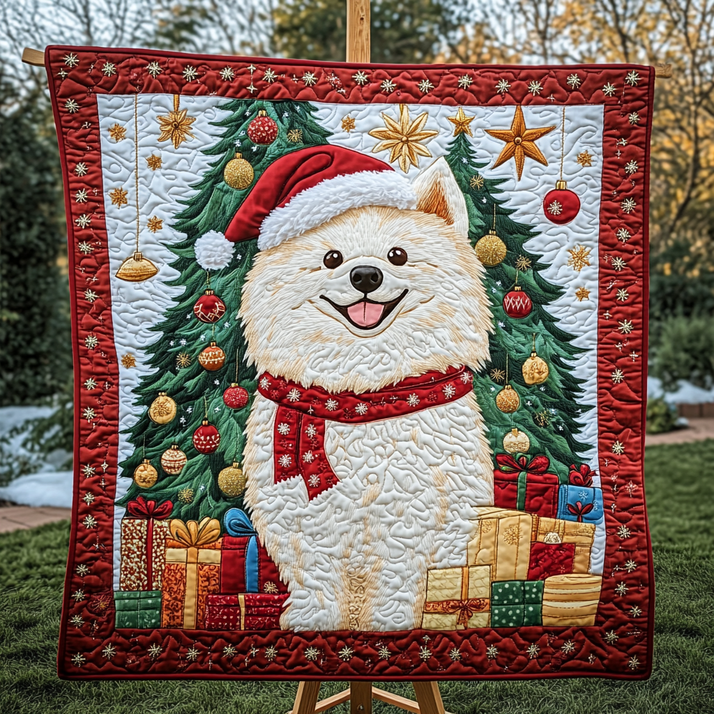 Samoyed Christmas Joy Quilted Blanket NCU0DK1969